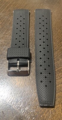 22mm Tropical Style FKM Vulcanized Rubber Quick Release Black Watch Strap Band