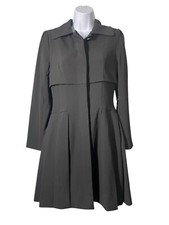 MASLAVI by JOVANI Black Trench Style Heavy Pleated Collared Button Dress Size 2