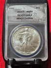 1991  American 1oz .999 Silver Eagle ASE Dollar ANACS MS 69               #T3190