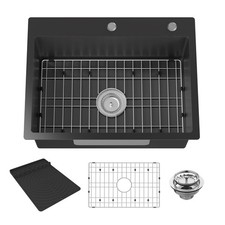 Black Kitchen Sink,24x18 Inch Kitchen Sink Stainless Steel Drop In Kitchen Si...