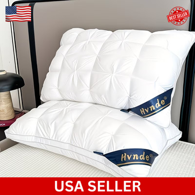 Pack of 2 Bed Pillows Quilted Hotel Quality Down Alternative Gusseted Pillow
