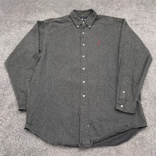 Polo Ralph Lauren Mens L Gray Button Down Shirt USA Made Heavy Cotton Pony Logo