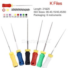 10Pack Dental K-Files Stainless Steel Hand Use Eododontic Root Canal 25/21mm