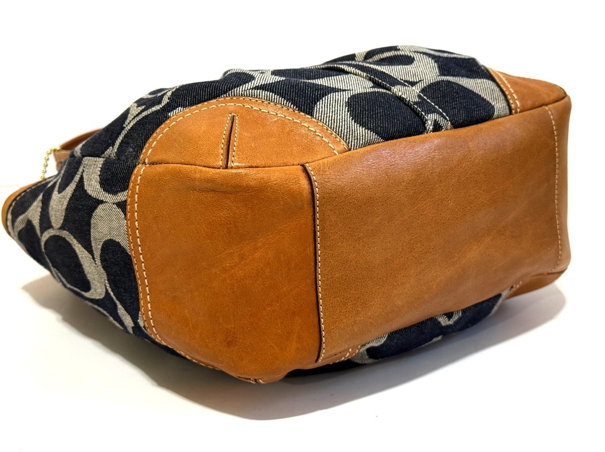RARE COACH Y2K DENIM ERGO SIGNATURE TATTERSALL MED SHOULDER TOTE 