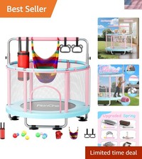 Fun  Safe 55" Trampoline for Toddlers - Complete with Swing  Ocean Balls