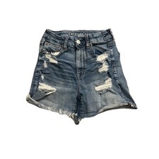 American Eagle Denim Shorts Womens 4 Blue Excellent Distressed High Rise Frayed