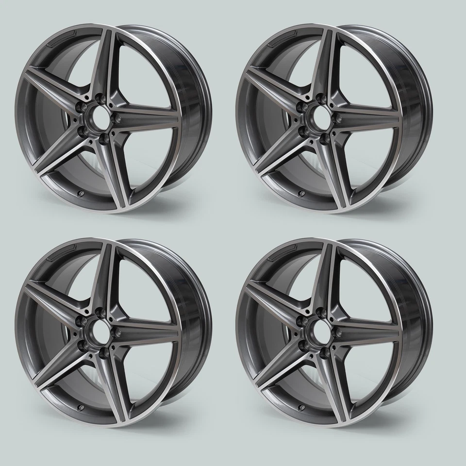 Llanta gris mecanizada 4 piezas 18 x 8,5" para Mercedes-Benz CLS350 CLS550 C300 Foto 3 de 4