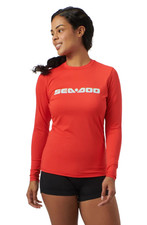 New OEM Sea-Doo Ladies Lava Red Signature Long Sleeve Rashguard, MD - 4544650617