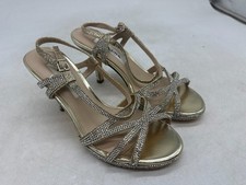 Nina Noni Pumps Women's Gold Pointy Toe Slingback Heel Strappi Sandals - 6