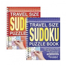 Travel Size Sudoku Puzzles Spiral Bound 2 Books per Set