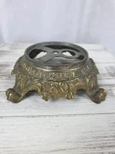 Antique Ornate Hurricane Lamp Stand Base w/Night Light Socket Replacement Parts