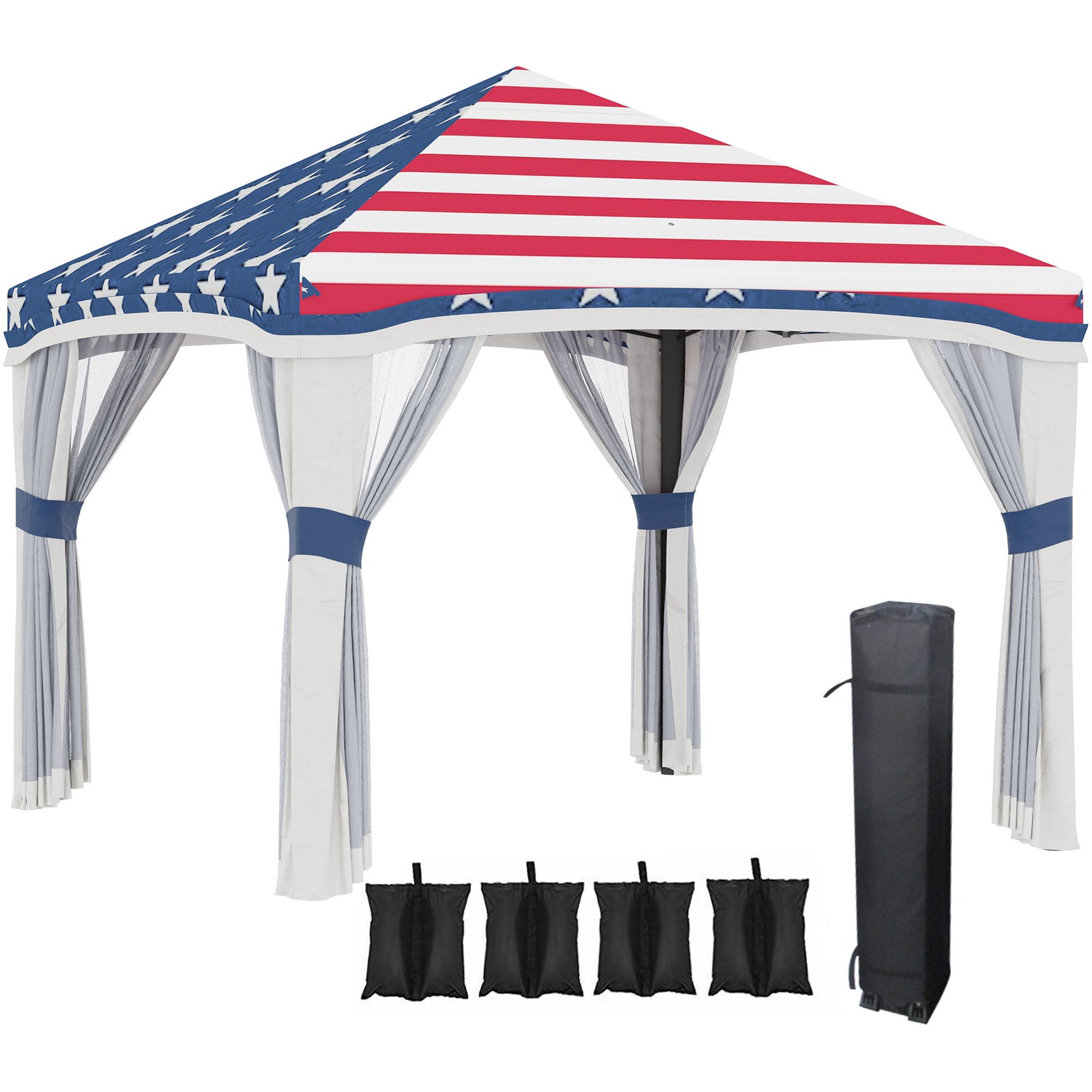 Foldable Party Tent With Nettings, Multi
