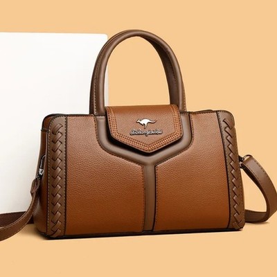 Baellerry Women s Brown Pebbled Satchel Top Handle Bag, Zip, Detachable Strap
