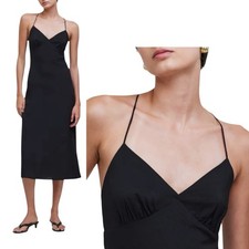 Madewell Dress Womens 4 Black Layton Midi Slip NK419 Transitional Sexy Timeless
