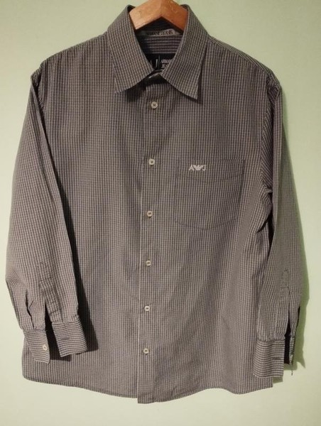Men Armani Jeans Shirt Grey Cotton 40 /L / 48 #8BYF