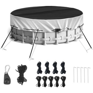 Winter Pool Cover 15FT Round - Heavy-Duty 420D Oxford Above Ground Swimming P...