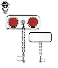 2x ORIGINAL LOWRIDER Rectangle Bike Mirror Double Flat Twisted Red Reflectors.