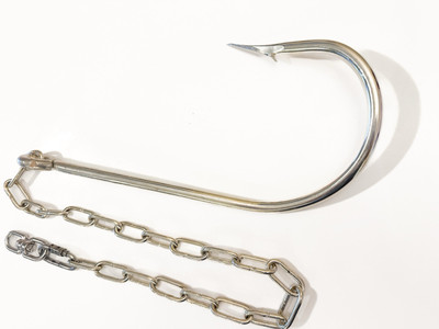 #ad Jaws Movie Mega Giant Shark Hook with Chain Mustad 4480DT 19 0 J RARE $269.95