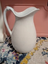 Antique Large White Ironstone  large Water Pitcher - K T & K - 