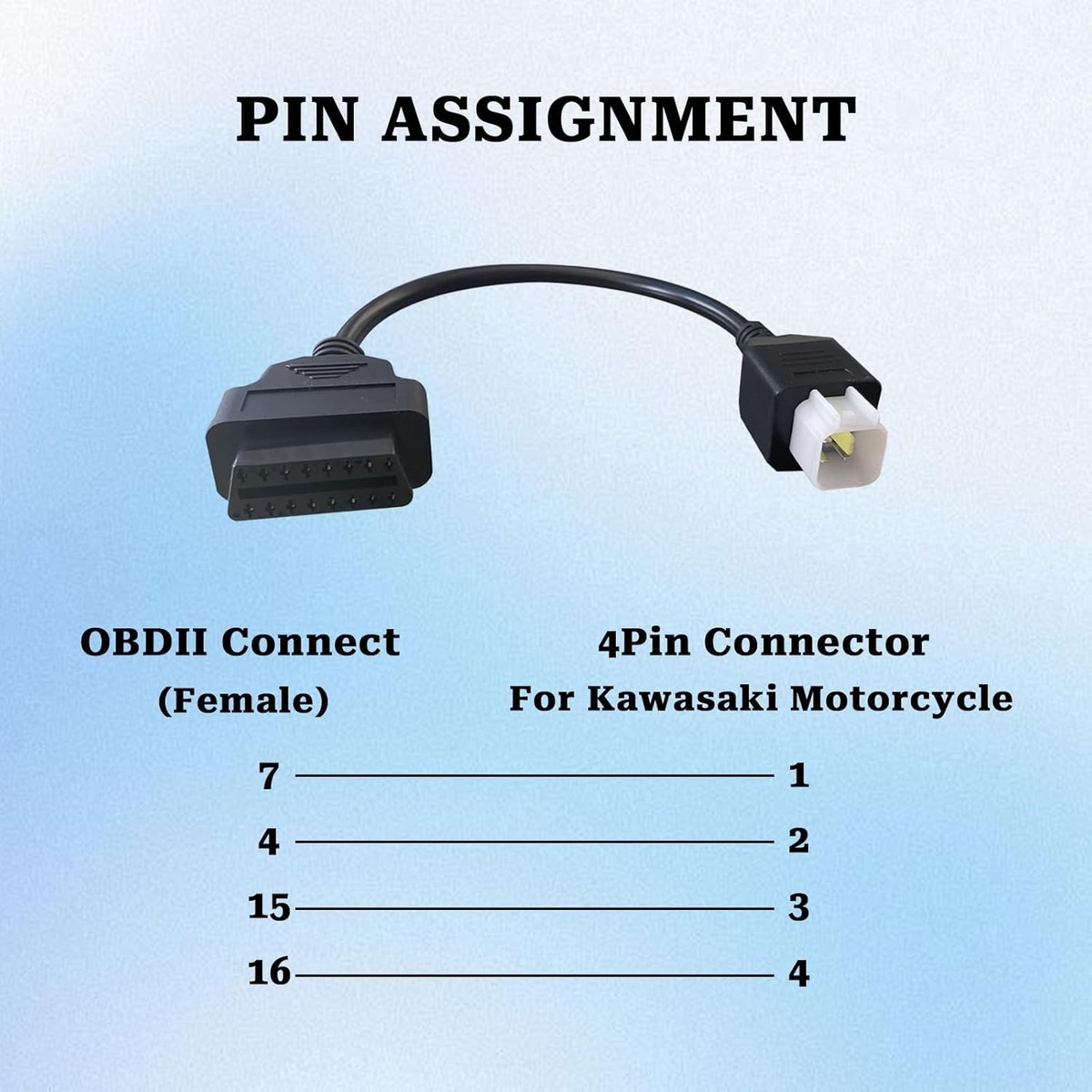 OBD2 Cable Adapter for Kawasaki 4 Pin to 16 Pin OBD Diagnostic