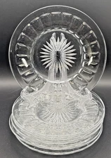 VTG Crystal Dessert Cake Snack Salad Plates Heisey Starburst Pattern 6” Set 6