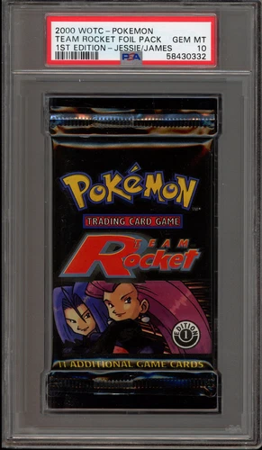 Pokemon Team Rocket 1st Edition Jessie/James Art Sealed Booster Pack PSA 10