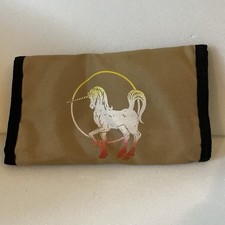 Vintage Rare 1980s Beige Unicorn Hook  Loop Checkbook Wallet By Kollections