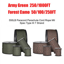 550LB Paracord Parachute Cord Rope Mil Spec Type III 7 Strand 50 100 250 1000FT