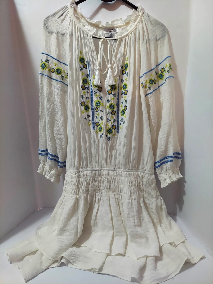 embroidered midi dress zw collection Virginia Suiting Embroidered Midi Dress / White | MESHKI main image 1