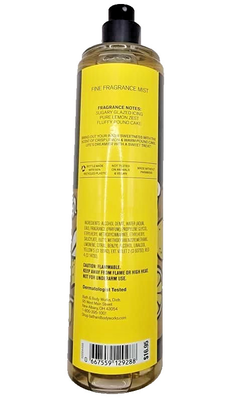 Bath & Body Works ICED LEMON POUND CAKE Fine Fragrance Body Mist Spray 8Oz