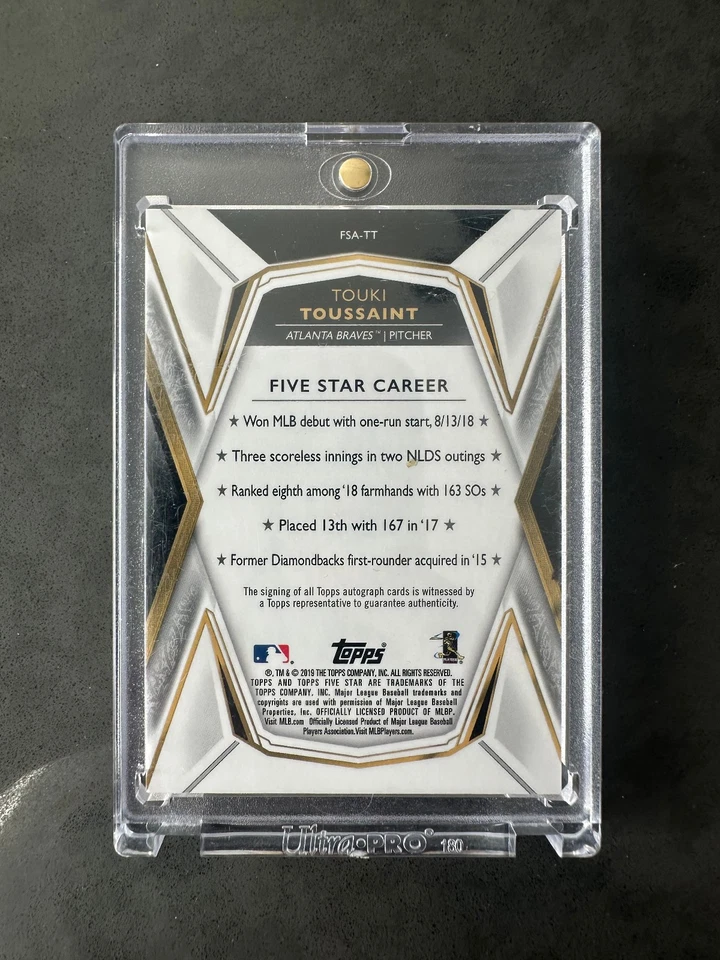 2019 Topps Five Star Touki Toussaint RC Auto Atlanta Braves - Image 2 of 2