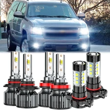 For 2007-2014 Chevy Suburban Tahoe 6x 6000K LED Headlight + Fog Light Bulbs Kits