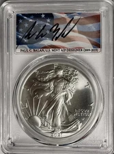 2021 SILVER EAGLE PCGS MS70 PAUL BALAN SIGNED POP 60 FDOI TYPE 2 ITEM # NYQ