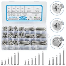Besitu 430Pcs Self Tapping Screws for Metal, 410 Stainless Steel #8#10 Sheet ...