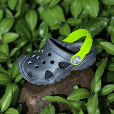 CROCS Child Swiftwater Clogs Slip-On Shoes Kids Black/Neon Green Size 6C