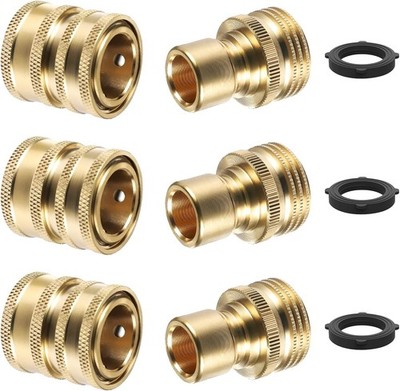 3PCS Quick Connect Hose Fittings Brass for Garden Hose Water Connectors
