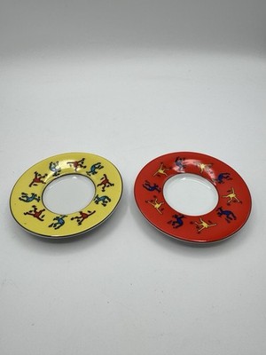 Keith Haring Konitz Demitasse Coffee  Saucer Replacements Yellow Blue Red