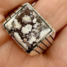 Navajo Wild Horse  Men Ring Sz 12 Sterling Silver by Trevor Jack 10.4g Native