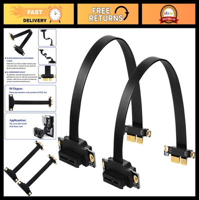 2PC PCIe Extension Cable Riser 1X 36pin Gold Plated Connector 90° 20cm for PC