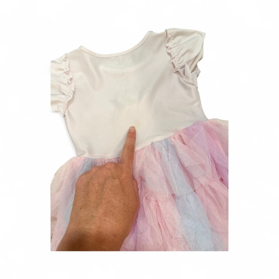 Vestido arco iris de tul afro unicornio para niñas 2T  Foto 3 de 4