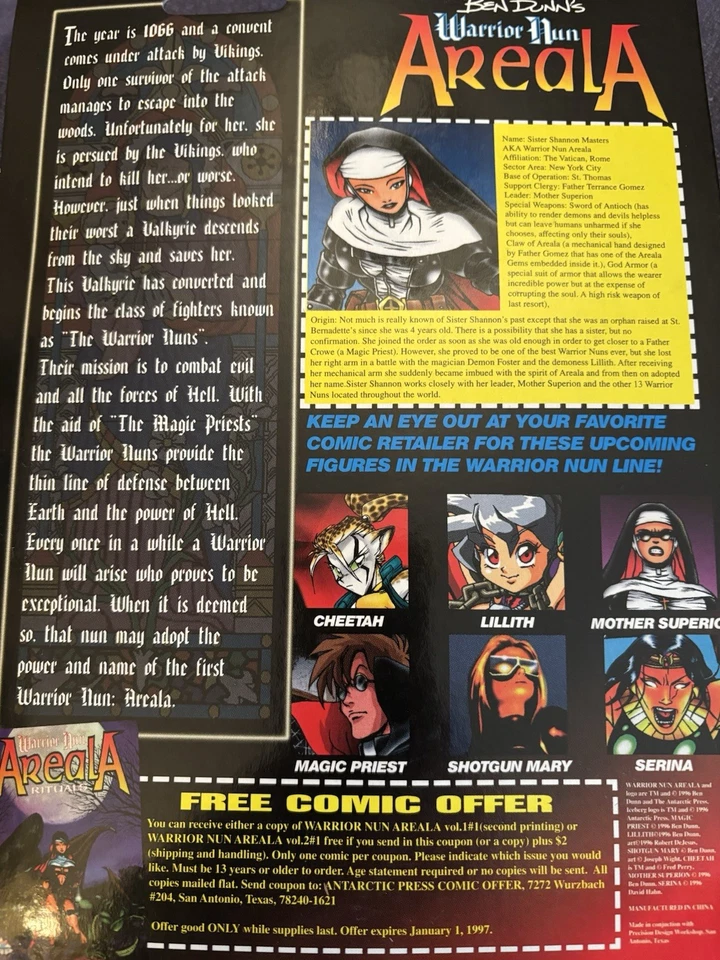 ¡Escaso! Figura de acción Antarctic Press WARRIOR NUN AREALA - Ben Dunn Foto 2 de 2