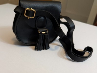 Girls Black Mini Crossbody Purse Tassel Small Kids Shoulder Bag NWT