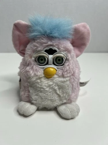 Vintage 1999 Tiger Furby Babies Cotton Candy Pink And Blue Hair Model 70-940