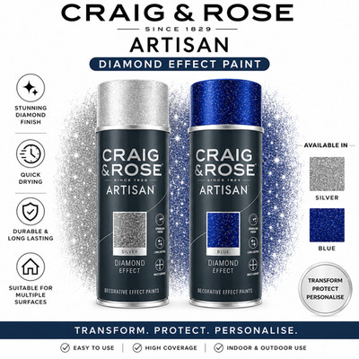 Diamond Effect Sprühfarbe - silber oder blau - schnelltrocknend - Craig & Rose 400ml
