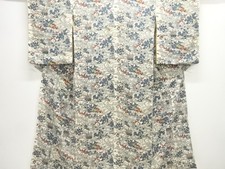7518472: JAPANESE KIMONO / ANTIQUE KIMONO / SILK / FLORAL PLANTS