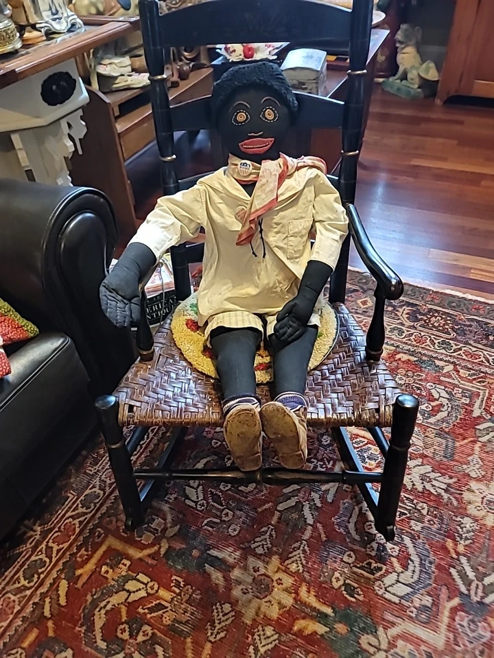 Antique Rag Doll Handmade Embroidered Face LIFESIZE Circa 1930s Orig Clothes 39" - Image 2 of 4