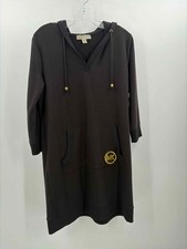 MICHAEL Michael Kors Black Size Medium Hooded Knee Length Long Sleeve Dress