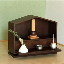 BUTSUDAN Shrine Buddhist Modern design compact Simple Brown JAPAN NEW Mini