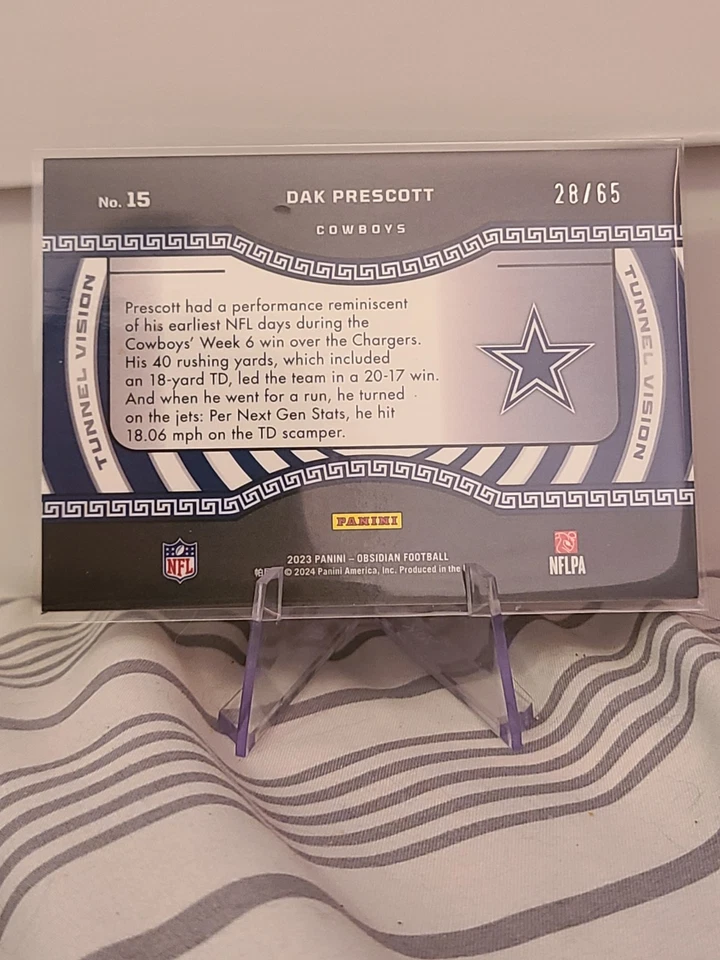 DAK PRESCOTT 2023 Panini Obsidian Tunnel Vision Orange Electric Etch SSP #28/65 - Image 2 of 4