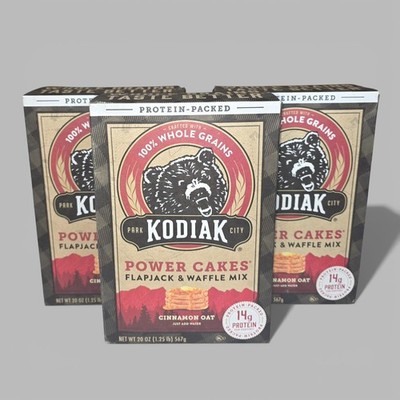 Kodiak 3-Pack Cinnamon Oat Power Cakes Flapjack & Waffle Mix 20oz BB 6-17-2026